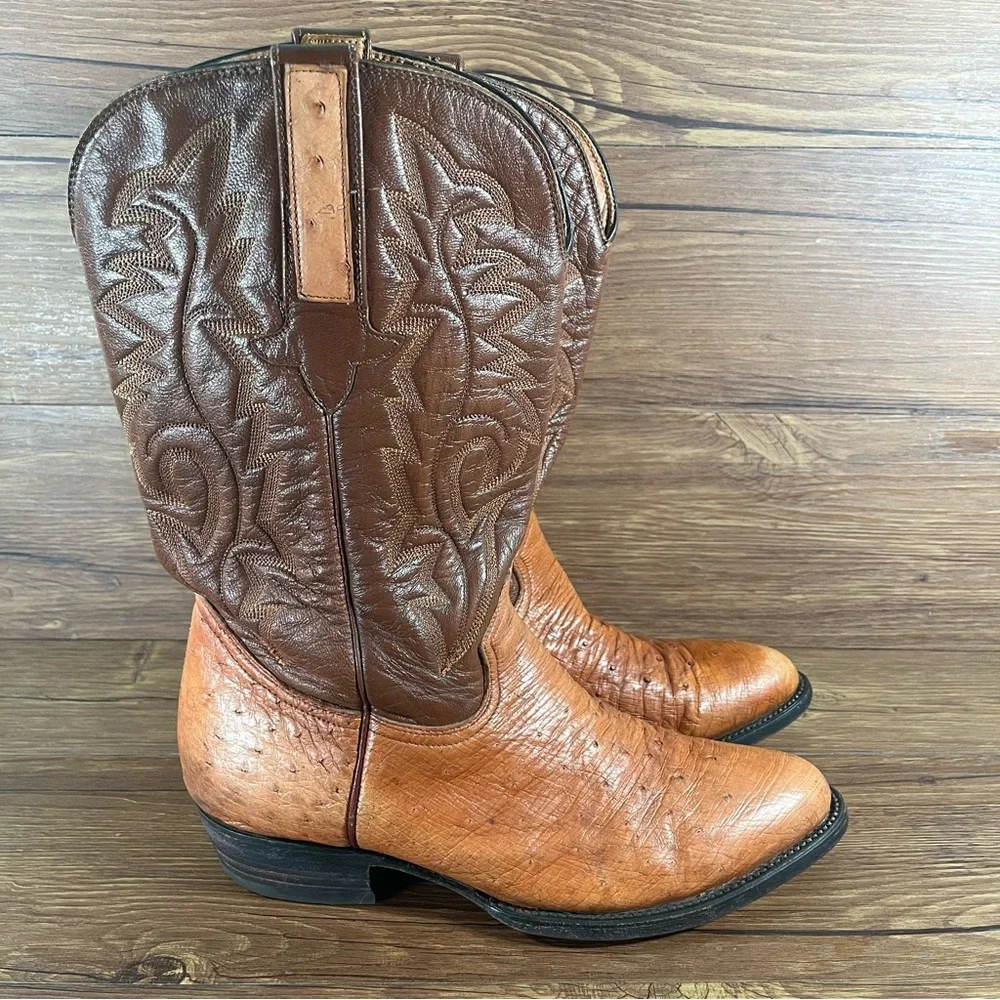 Montana Ostritch Leather Cowboy Boots Men’s Size 9E Shoes‎ Western